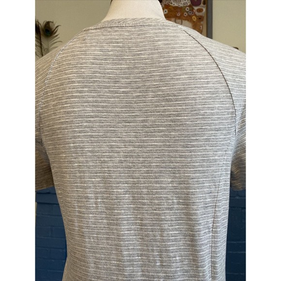 Toad & Co M ORGANIC Cotton Knit Tencel Dress Grey Stripe A Line Fit Flare Midi - Picture 6 of 13